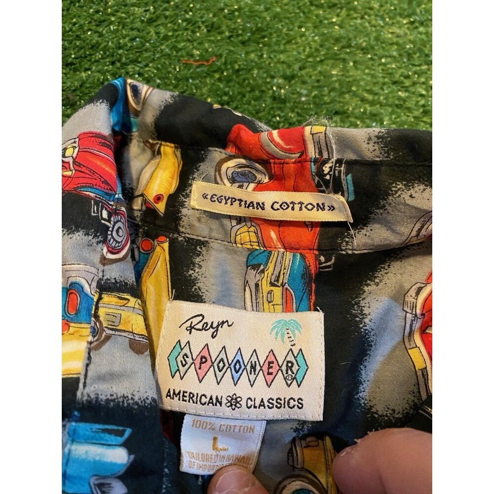 Vintage Reyn Spooner shirt mens large cars all over print american classics 26 - Picture 2 of 9